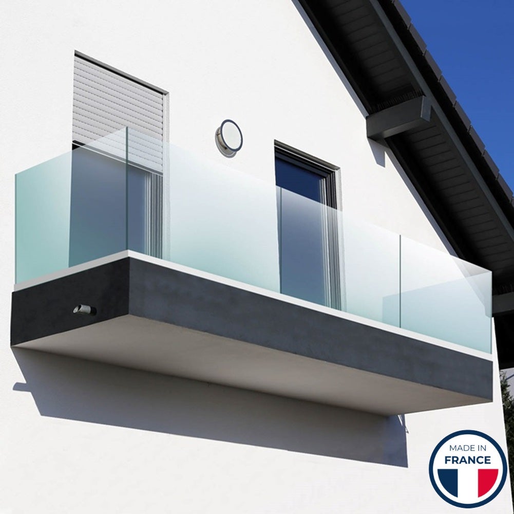 Garde-corps en verre feuilletée et trempée 17 mm, kit de 1 ml, pose sur rail aluminium, MAJURO - 3