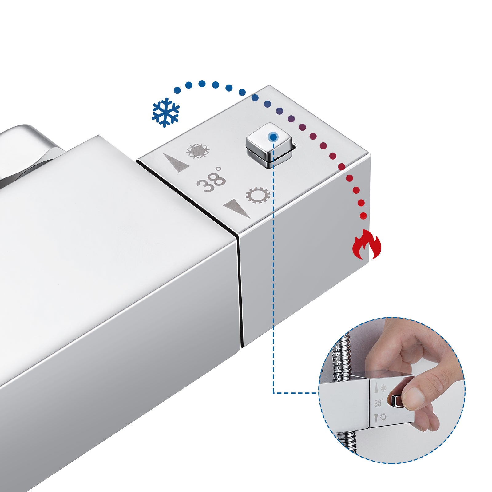 Auralum max Columnas de Ducha Termostáticas, Columna de Ducha Termostática Cromada 38ºC con Ducha de Mano, Altura Regulable, Modelo EU - 2