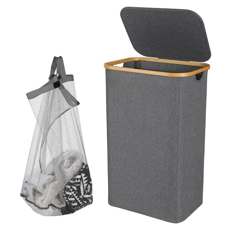 SOLEDI Panier a Linge avec Couvercle, Panier à Linge Pliable, 100L XL Corbeille a Linge, Paniere a Linge Sale pour Récupérer le Linge et Couverture, Bac a Linge pour Buanderie, Blanc