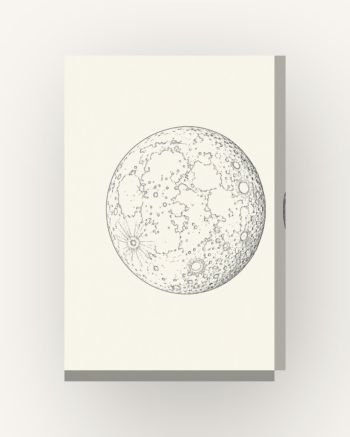 Tableau carte du monde «Lune, line art» sur toile, châssis en bois de 2 ...