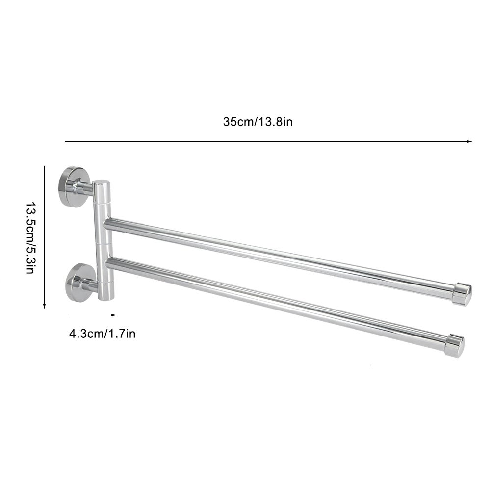 Porte-serviettes à 2 bras flexibles, porte-serviettes pivotant, acier inoxydable, 35 x 13,5 cm - 4