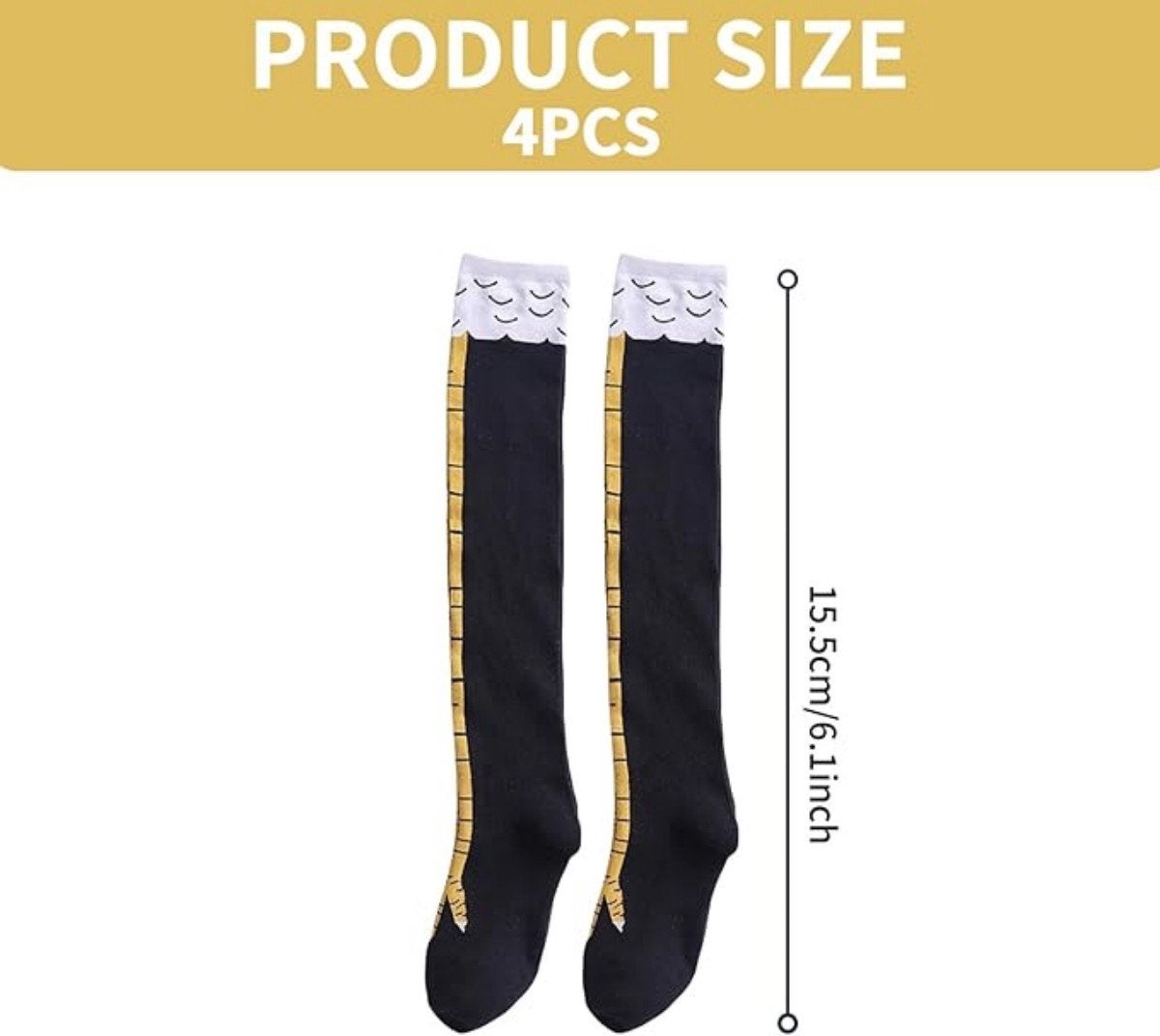 Chaussettes hautes en forme de pattes de poulet rigolotes - Chaussettes amusantes - Tricots chauds à motifs de dessins animés - 5