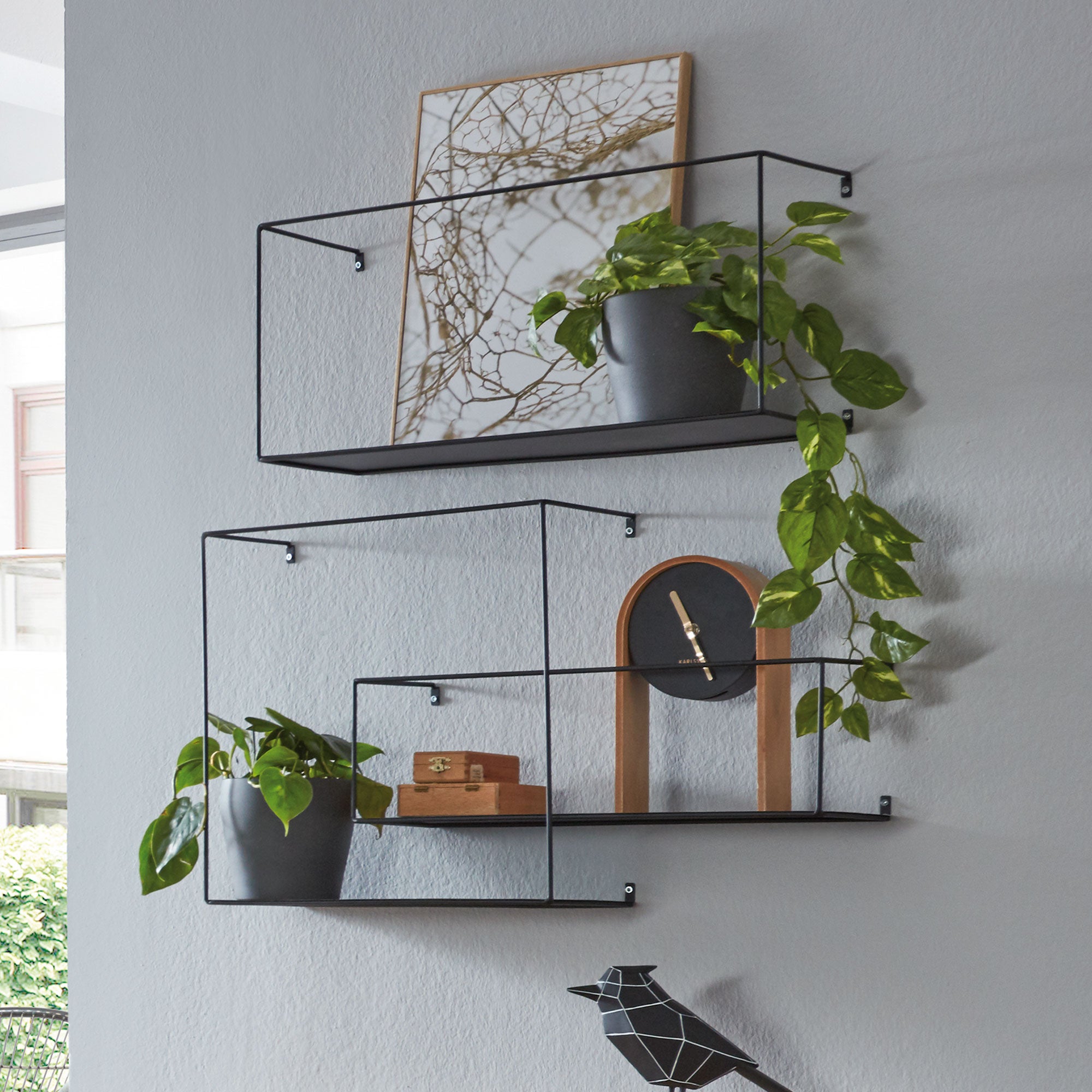 Étagère Murale Design - Blanc, Invisible Et En Métal 60 Cm - Lot De 2