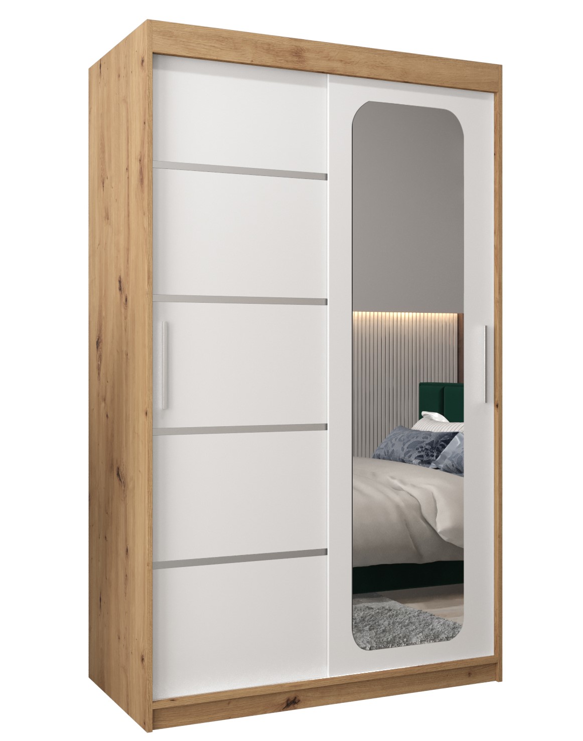 Szafa przesuwna garderoba PROMO V2 120 x 62 x 200 cm Artisan + Biały - Abiks Meble