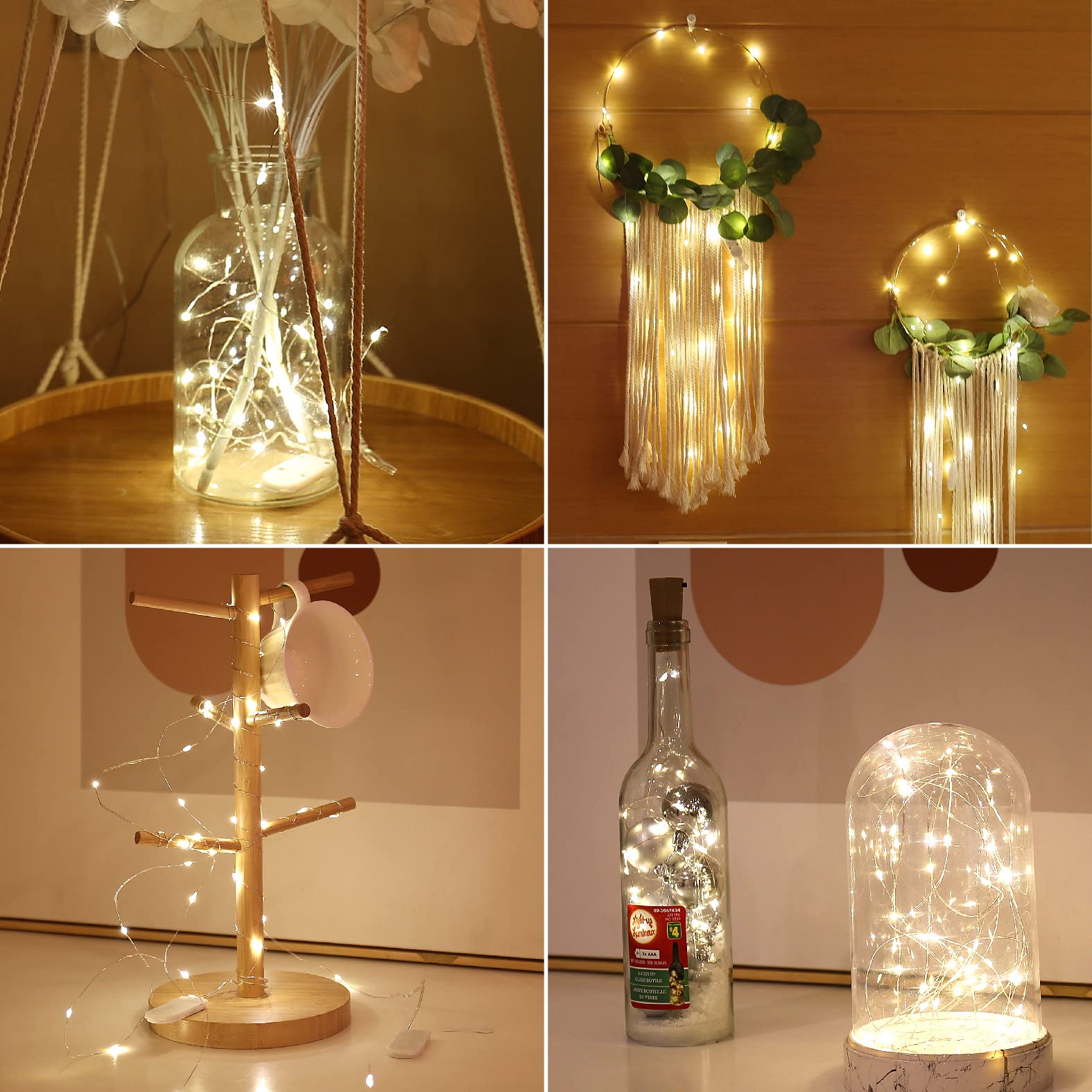 6 Packs Guirlande Lumineuse LED, 2.1m 20LEDs Blanc Chaud Guirlandes Lumineuses à Piles,Mini Guirlande Led Étanche Guirlande pour bouteille Chambre - 5