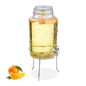 Dispenser Bevande In Vetro Da 4L Con Rubinetto - Stile Retr&ograve; Per Acqua Aromatizzata E Cocktail