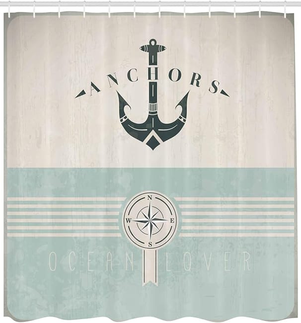 Dazzlewall Tenda da Doccia Spiaggia Oceanica, Scena Costiera Porta in Legno Vintage Alba Tramonto Impermeabile 180x180cm, Antimuffa Tessuto con 12 Dazzlewall Tenda da Doccia Spiaggia Oceanica, Scena Costiera Porta in Legno Vintage Alba Tramonto Impermeabile 180x180cm, Antimuffa Tessuto con 12