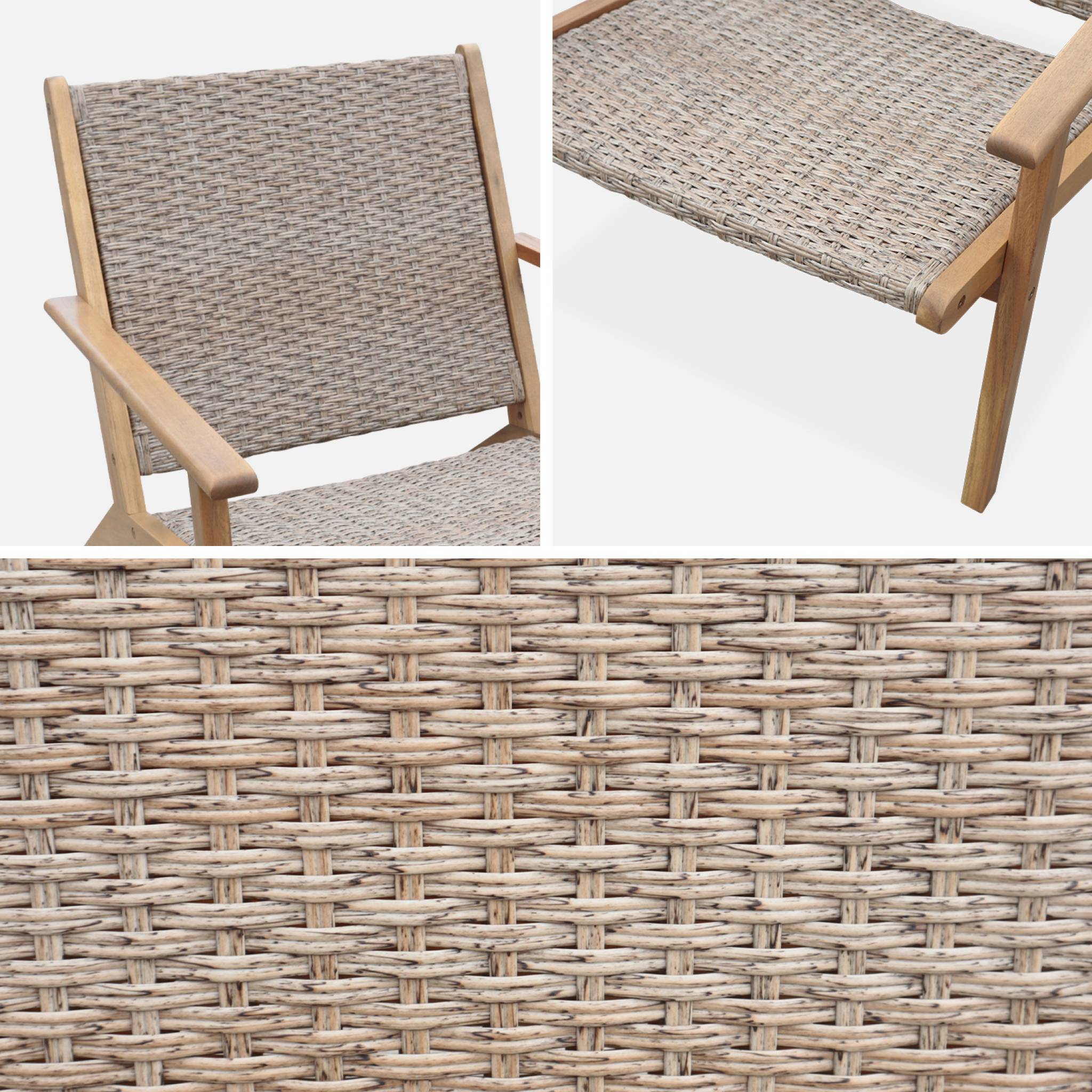 Lot de 2 fauteuils relax en bois et en résine effet paillage BELIZE 62 x 78 x 67 cm BELIZE X2 - 7