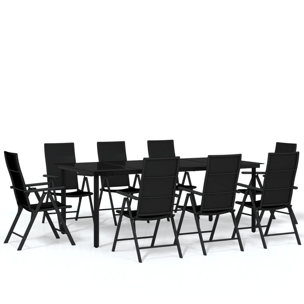 Maison Exclusive - Set da Pranzo per Giardino 9 pz con Cuscini Nero - 2