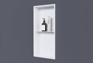 BERNSTEIN - Niche murale de douche avec rebords, étagère encastrable douche acier inox avec compartiment - 60x30x10cm - NT306010X Blanc