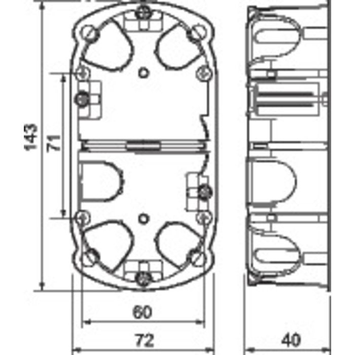 Boîte d'encastrement Ø67 40mm 2 postes - 2
