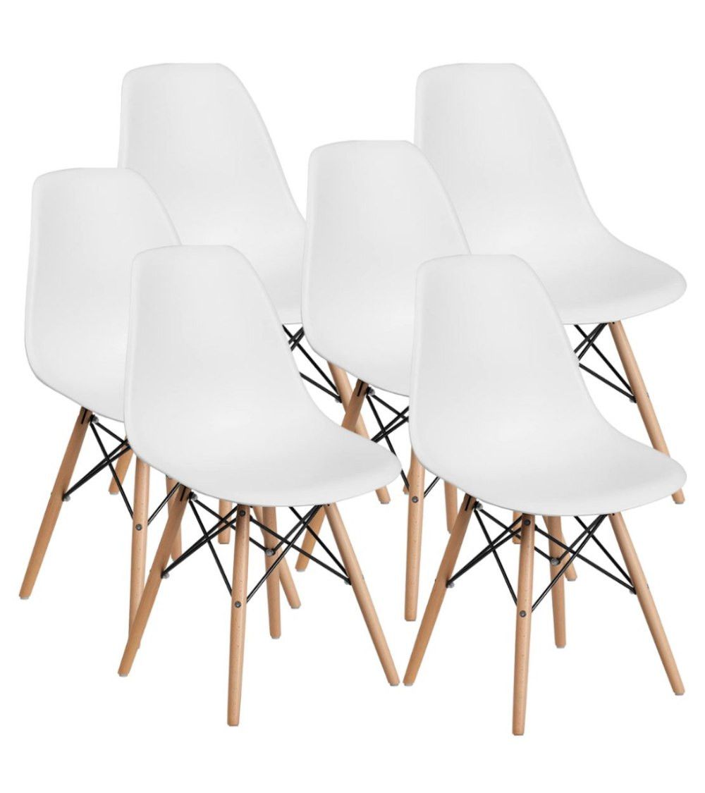 Pack 6 sillas NÓRDICA, silla comedor salón, patas en madera, color Blanco - 3