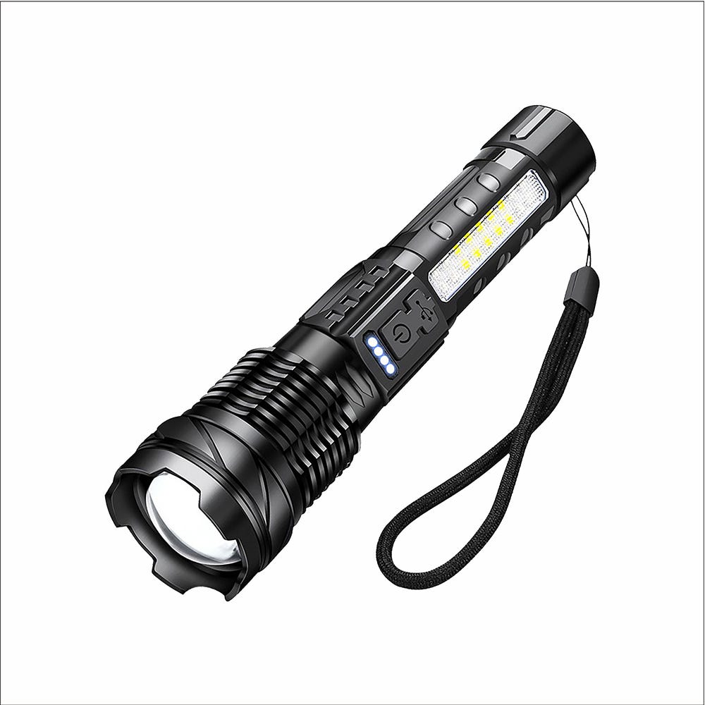 Lampe Torche Projecteur Rechargeable Puissante - 6 Modes, Poignée, Pour Chasse, Camping, Pêche, Jardin Et Urgences