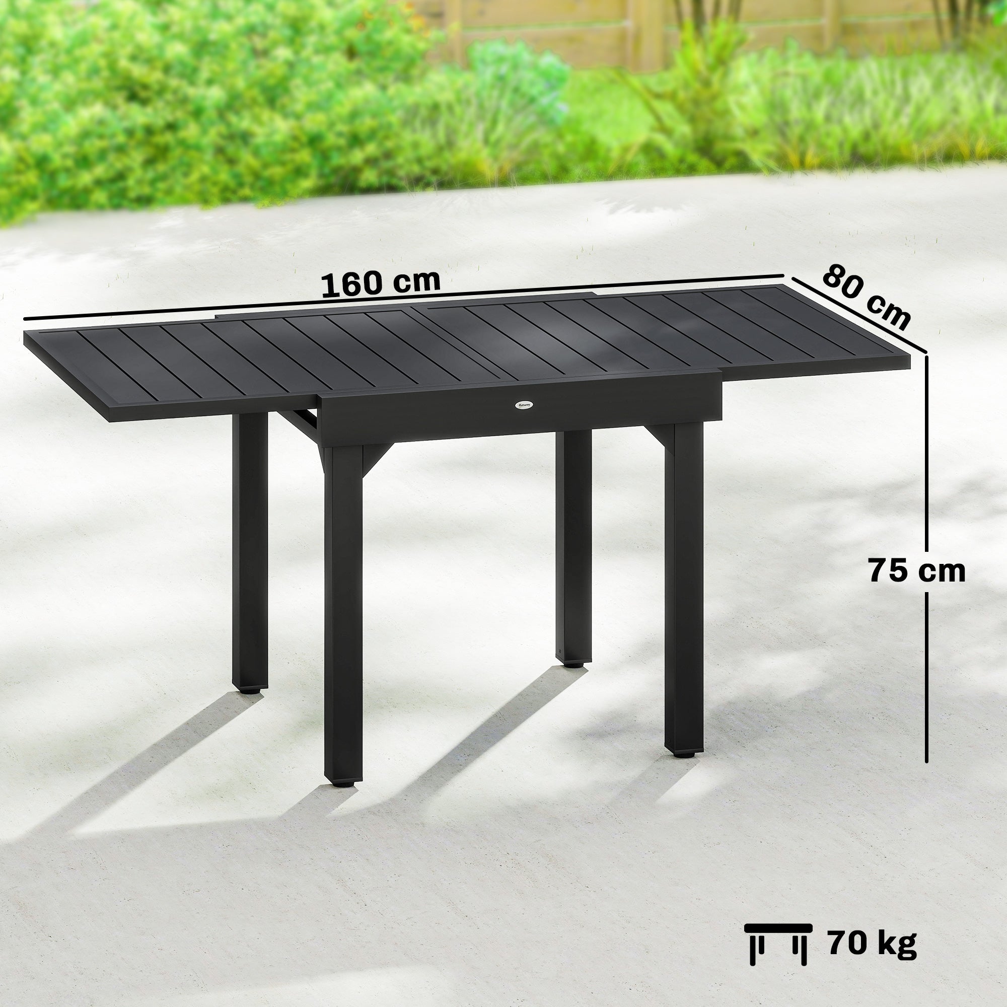 Table de jardin extensible rectangulaire en Aluminium Noir 6 places - 3