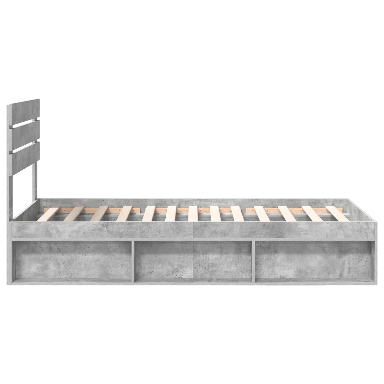 Cadre de lit avec tête de lit gris béton 75 x 190 cm pin massif - 8
