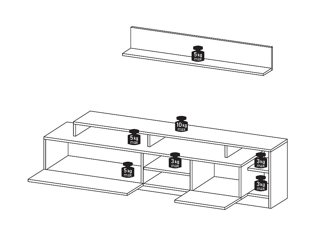 Mur TV avec rangements - Coloris : Naturel et anthracite - IDESIA - 6