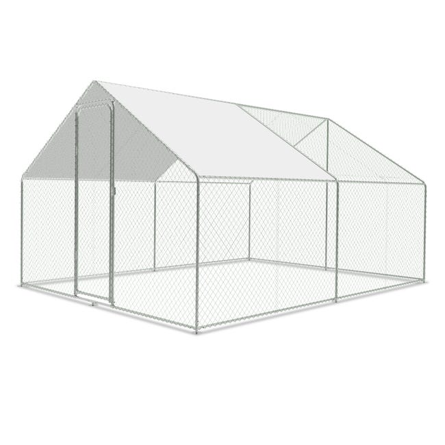 Gallinero Grande De Acero Galvanizado Con Techo Impermeable - 3x12x2 Metros - Ideal Para Pollos, Gallinas Y Patos