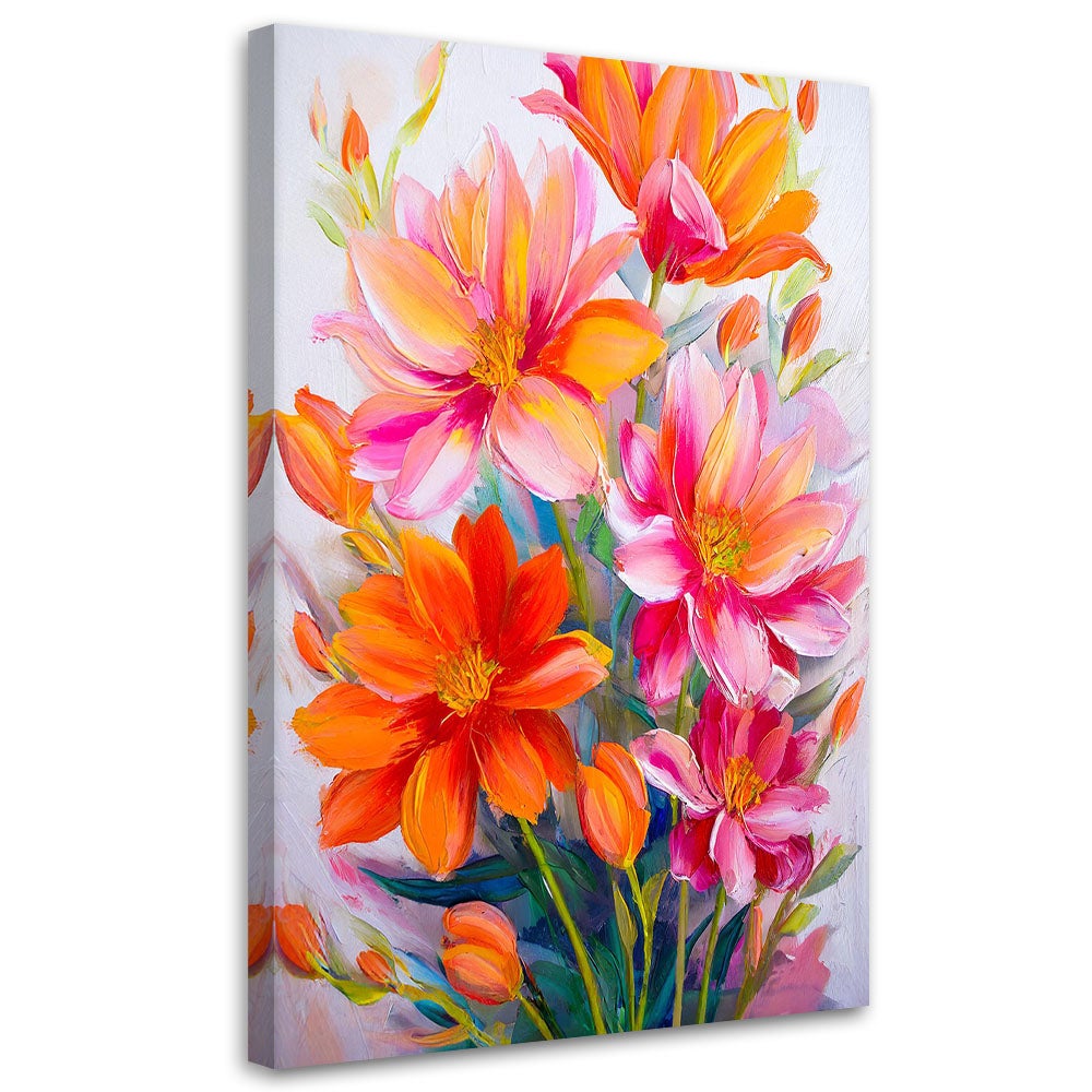 Obraz, Kwiaty Akwarela Pomarańczowy Różowy 40x60
