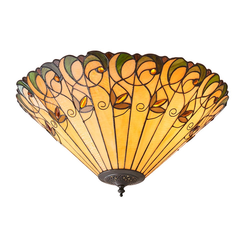 Plafon okrągły kwiaty JAMELIA multikolor czarny 2xE27x20W szkło wym:26,5x50x50cm IP20 Tiffany
