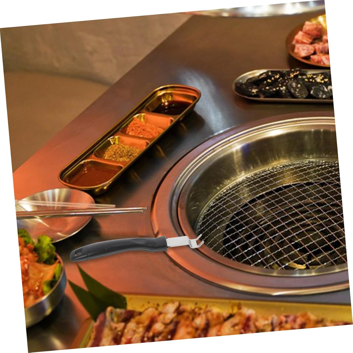 2-częściowy zestaw narzędzi do grillowania ze stali nierdzewnej do obsługi przenośnych grilli z ergonomicznym uchwytem – praktyczne akcesorium do gri - 4