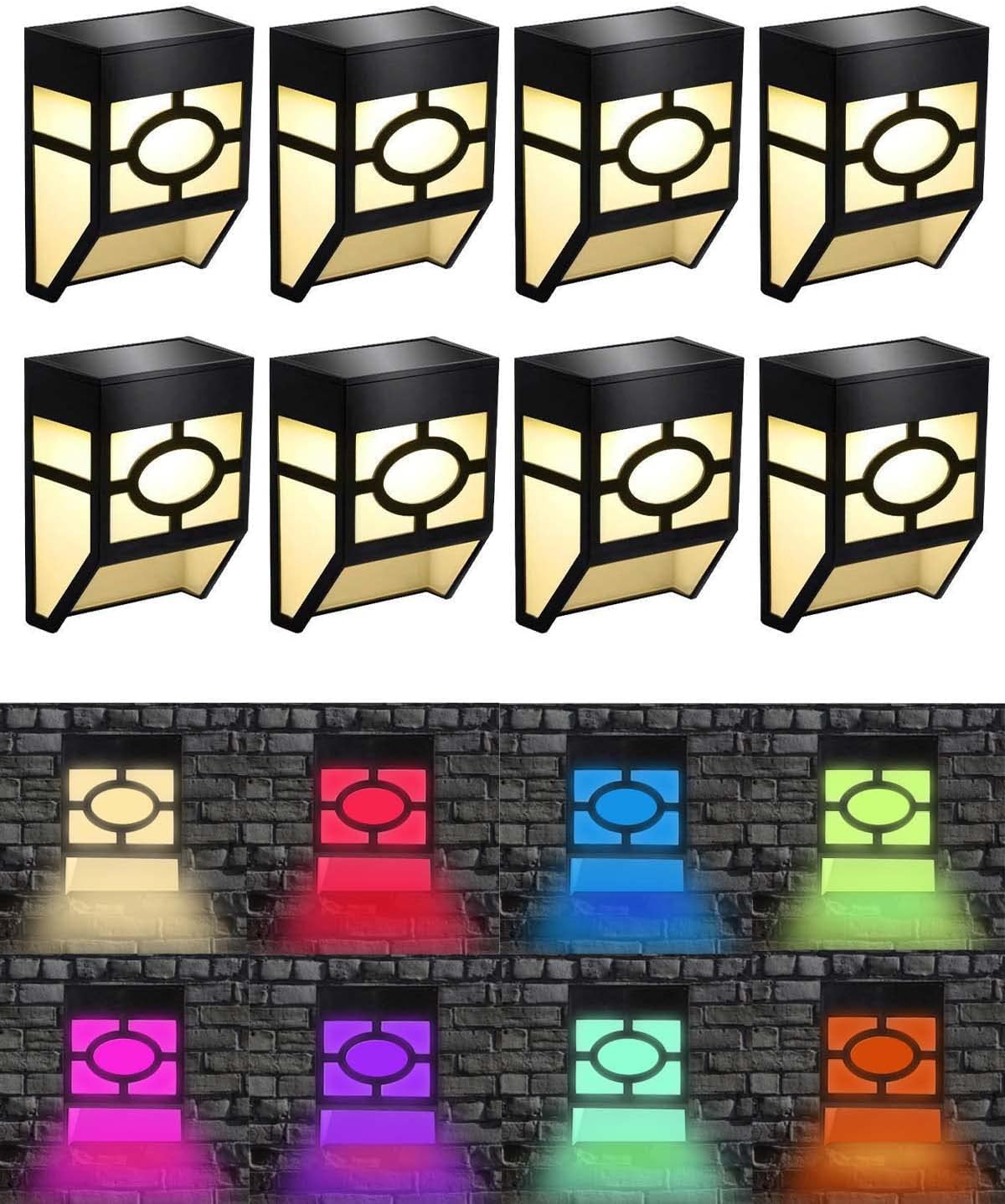 8 Lampes Solaires Champignon Multicolores Pour Jardin