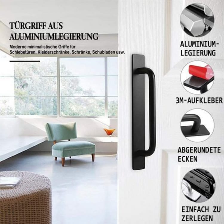 Poignée de meuble autocollante， poignée d'armoire en aluminium， poignée de porte argenté - 15x2.5x3.6cm - 2 pièces - 3