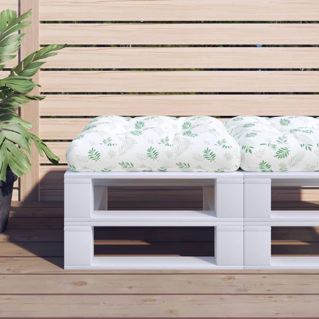 Cojín para palé - 100% poliéster - Estampado de hojas - 60x60x12cm ...