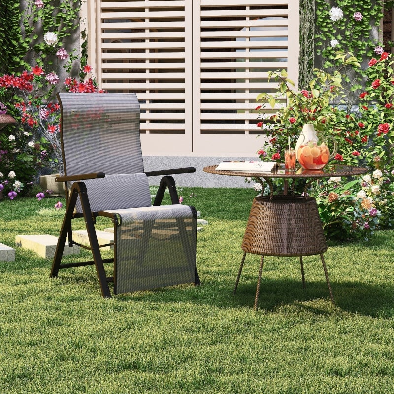 Chaise longue pliante, chaise longue de jardin avec coussin, fauteuil inclinable zéro gravité avec dossier réglable sur 9 positions, chaise de jardin - 2