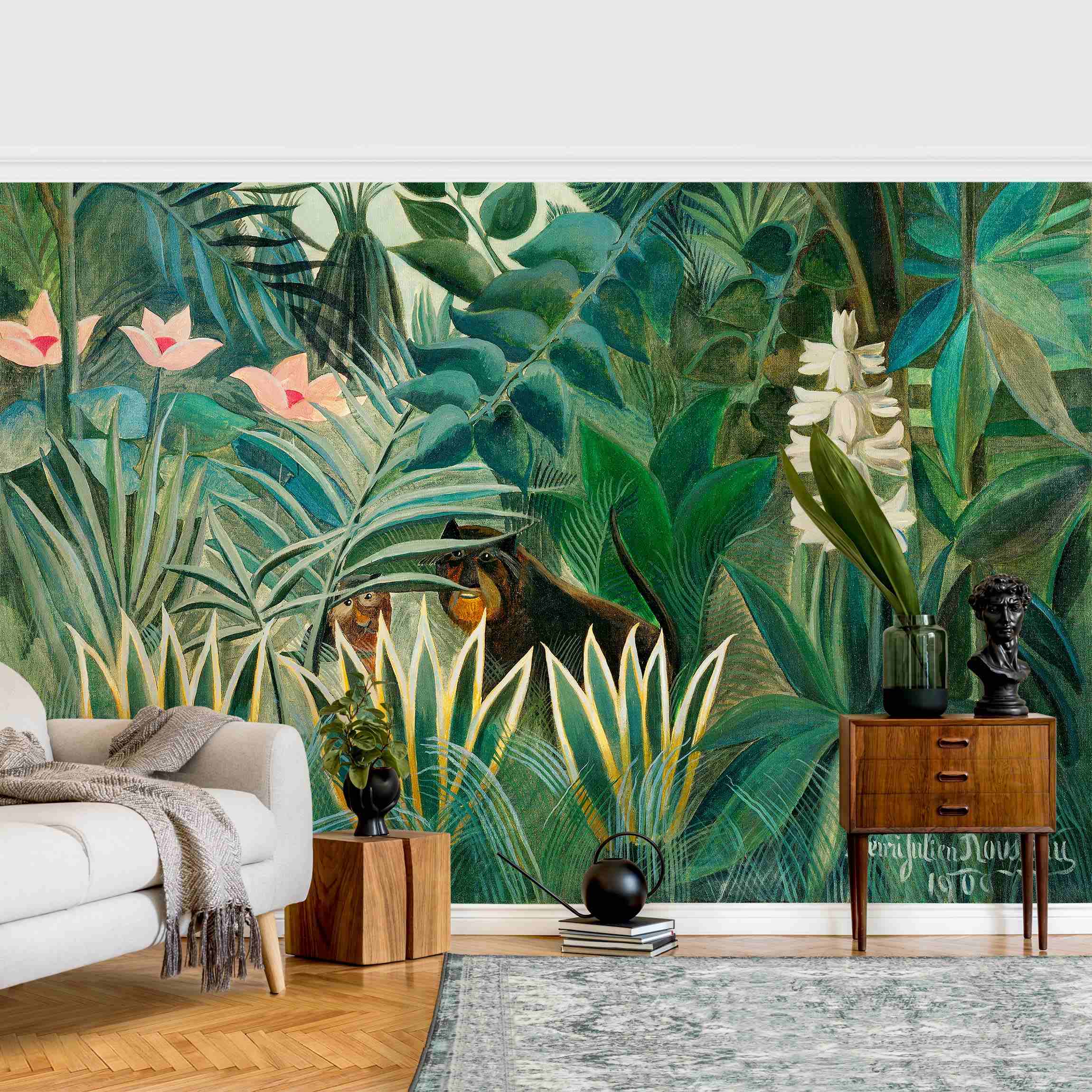 Papel pintado fotomural bosque rousseau tropical naturaleza selva vintage 256 - salón dormitorio cocina - tnt 432 x 290 cm smart