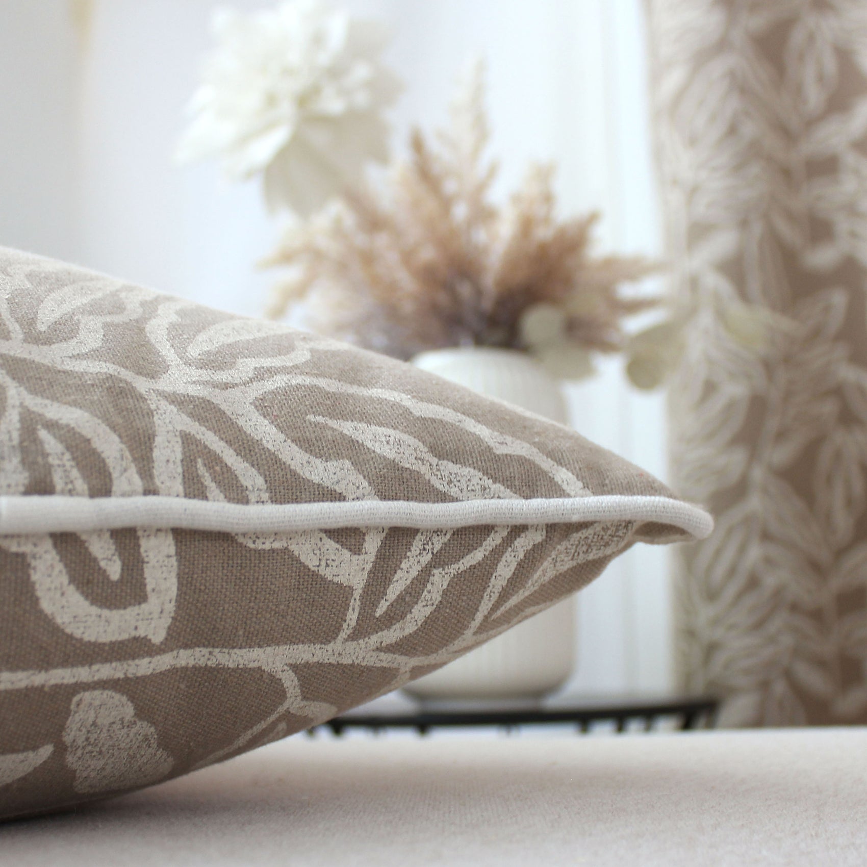 Coussin déhoussable en coton recyclé Chambray - Naturel - 40x40 cm - Coton/Polyester - 4