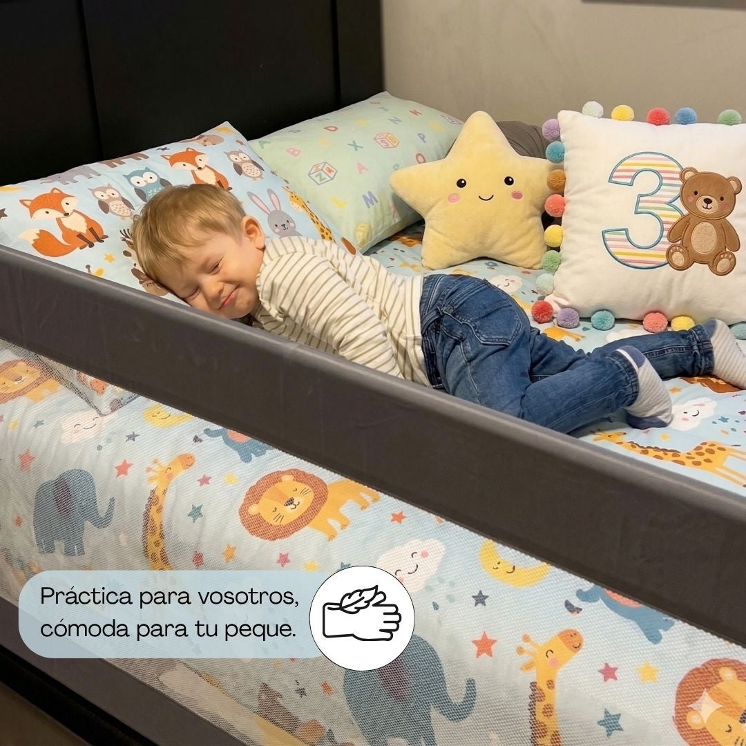Bathby Barandilla De Cama Infantil 90 Cm – Altura Ajustable, Sistema Abatible, Malla Transpirable, Seguridad Anticaídas - 5