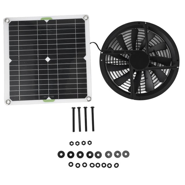 Kit de ventilador com painel solar de 10 polegadas e 100 W, caixa de ventilação redonda à prova de água, exaustor para galinheiro, estufa e telheiro