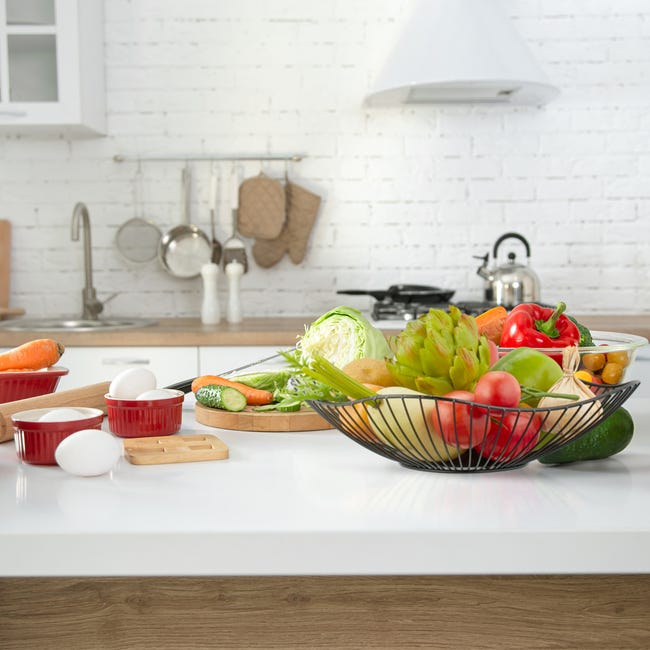 Relaxdays Corbeille à fruits et légumes, HxD : 73 x 28 cm, acier, panier rond pour présenter Relaxdays Corbeille à fruits et légumes, HxD : 73 x 28 cm, acier, panier rond pour présenter