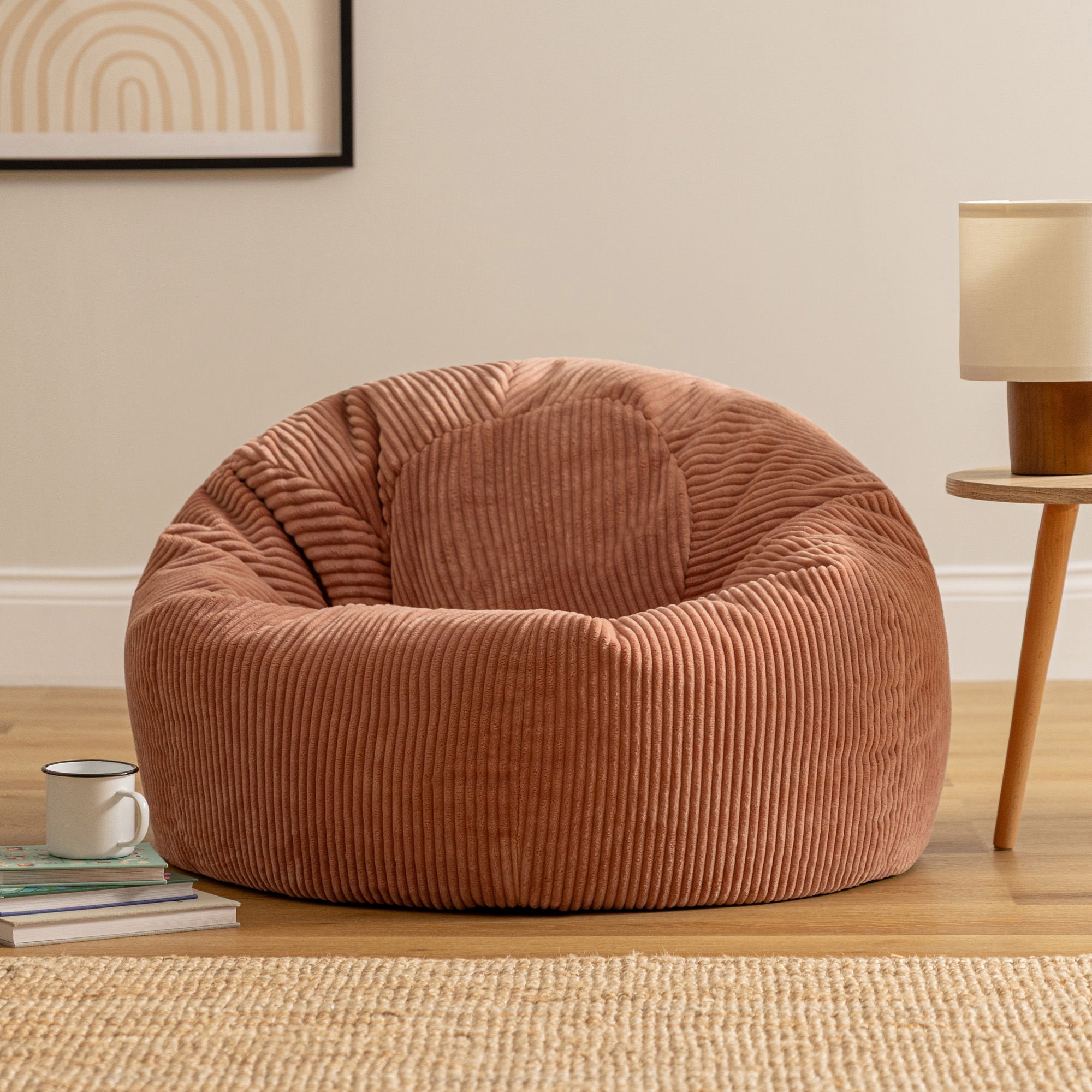 Pouf Icon in velluto a coste rosa, soggiorno, camera da letto, 85x85 cm, Made in Germany, Oeko-Tex® - 2