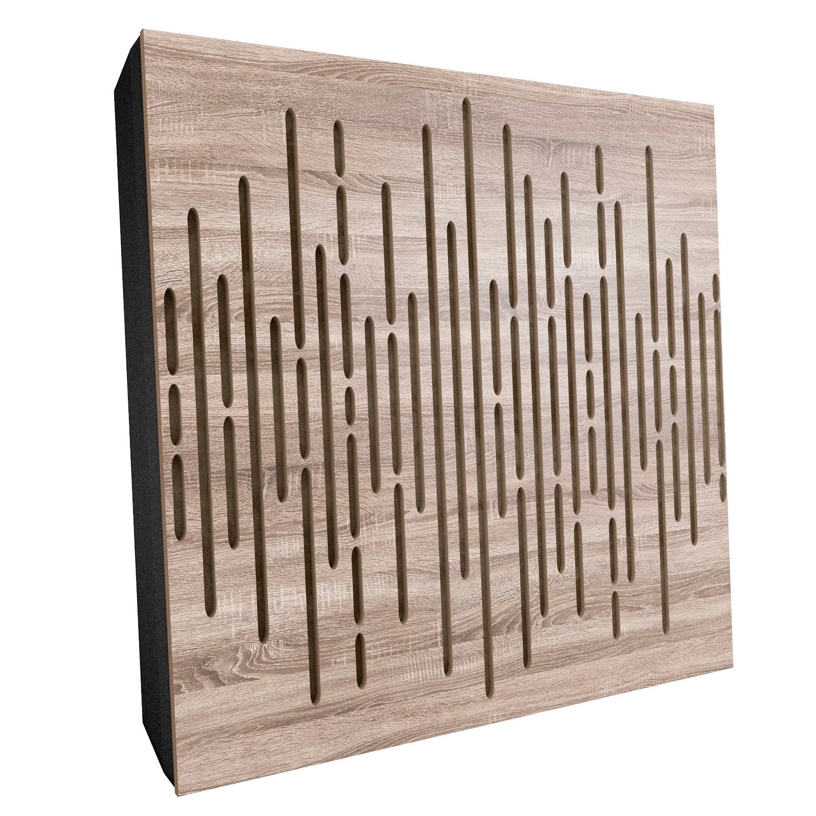 Lot de 2 Panneaux acoustiques WAVE-F décoratifs insonorisants 50x50x5 cm - MDF perforé laminé, tissu et mousse acoustique -Sonoma+Beige - 2