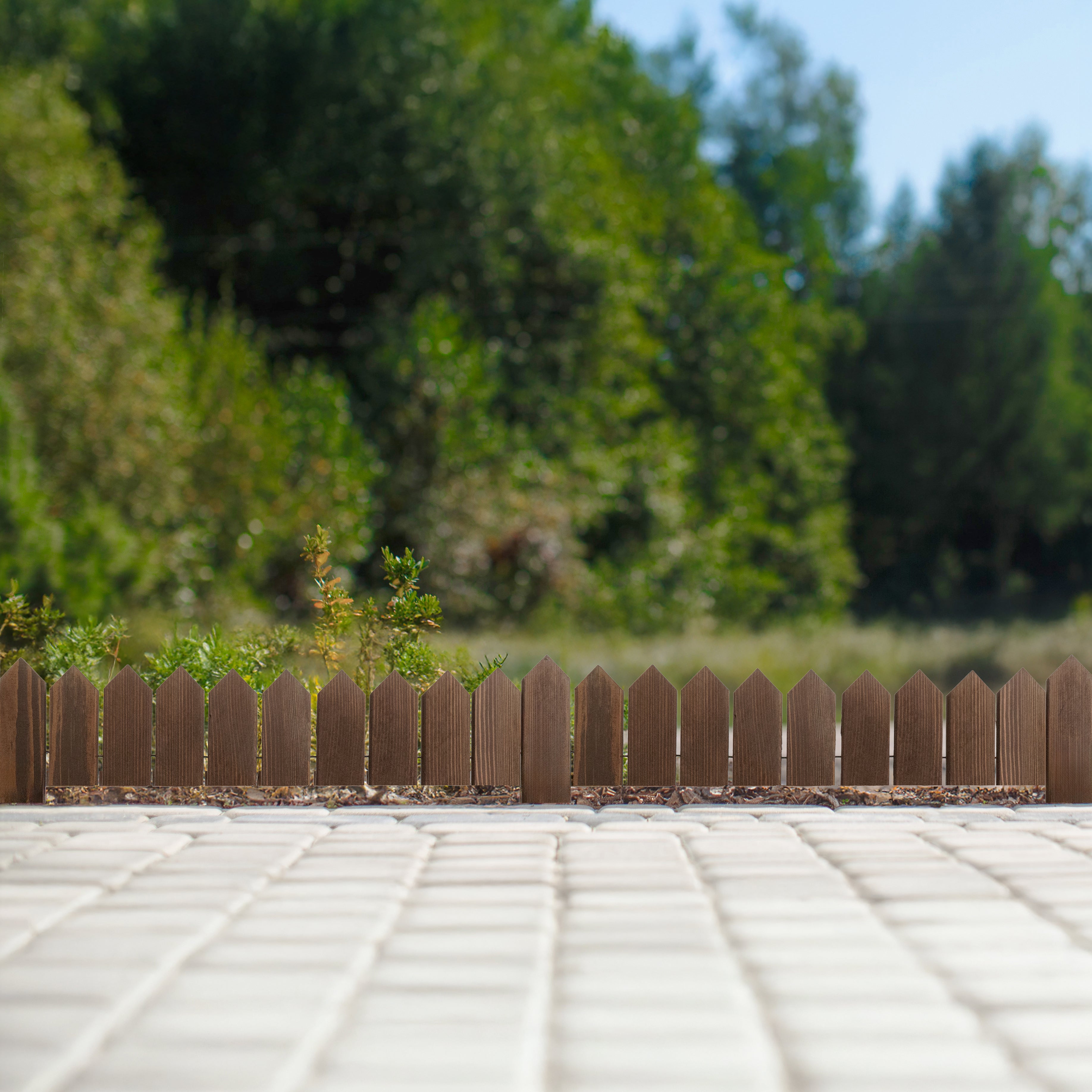 Rollborder lattes en bois | 10 cm de haut et 200 cm de long | Clôture en bois | Clôture parfaite comme bordure de jardin en osier | Marron foncé - 10