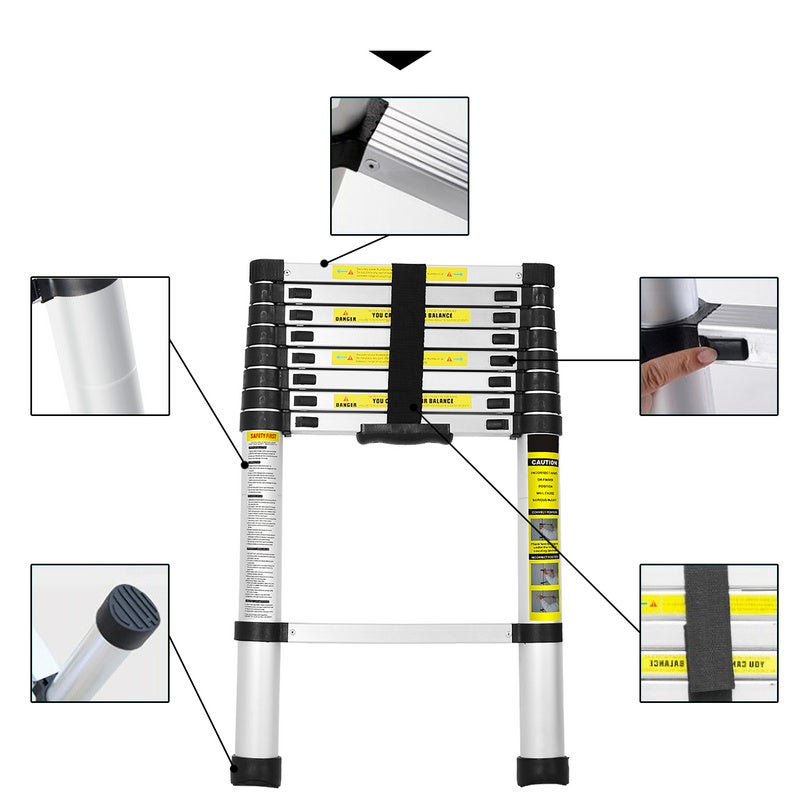 Échelle Télescopique 2.6M en Aluminium,Echelle Charge Maximale 150kg - 4