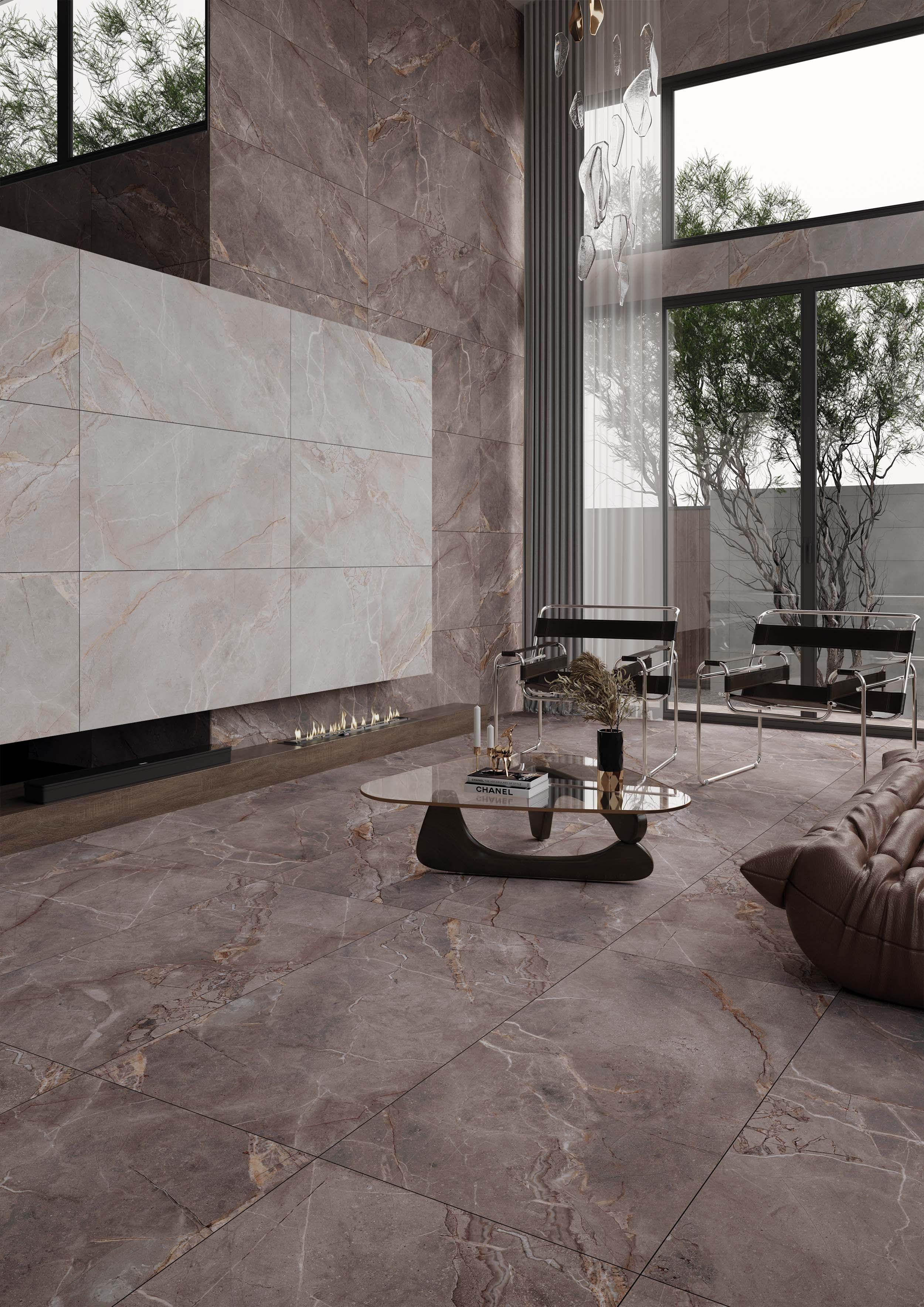 Carrelage sol / mur effet marbre beige MADRAN VANILLIA l.60 x L.120 cm Mat LIMCARO - 2