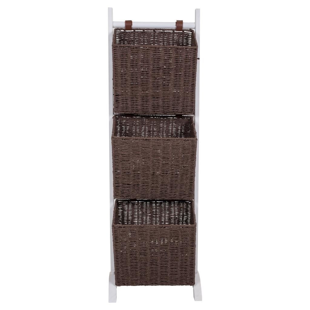 Porte-revues avec support en bois et trois paniers 37x27x115h - 4