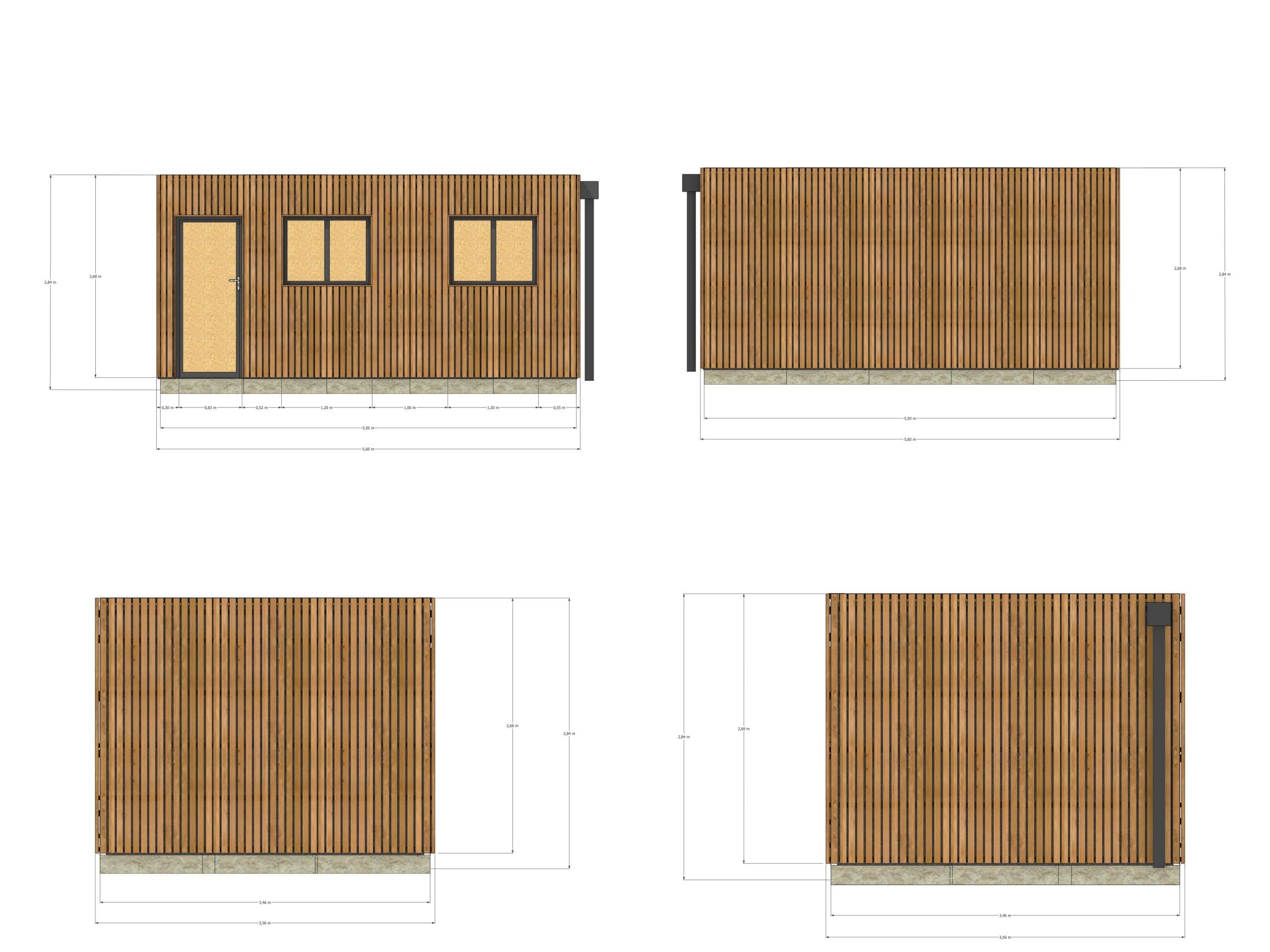 Studio de jardin indépendant en bois 5,5 x 3,5 x 2,7 m / menuiseries alu k-line - 4