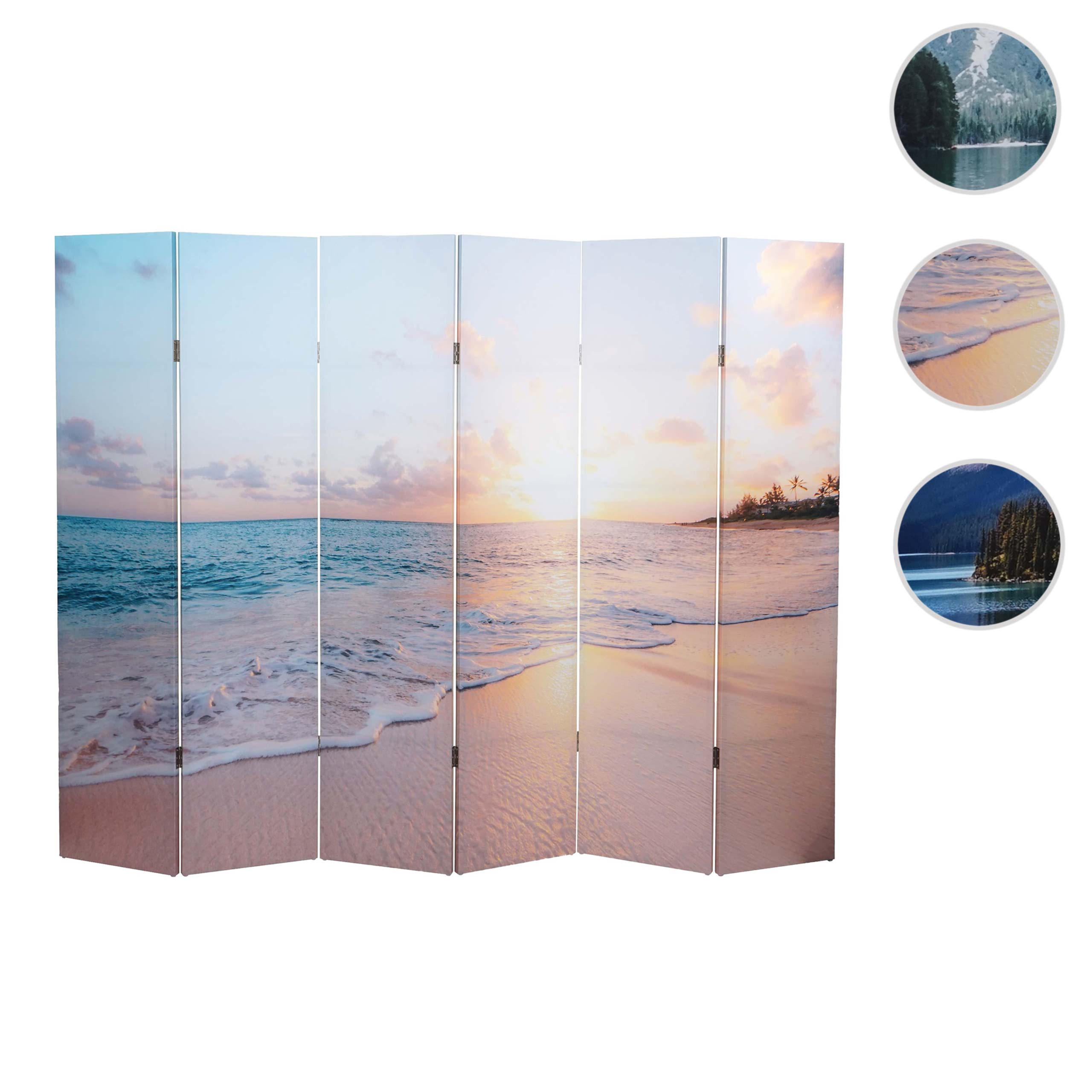 Paravento divisore doppia immagine HWC-A83 6 pannelli 244x180cm oceano - 8