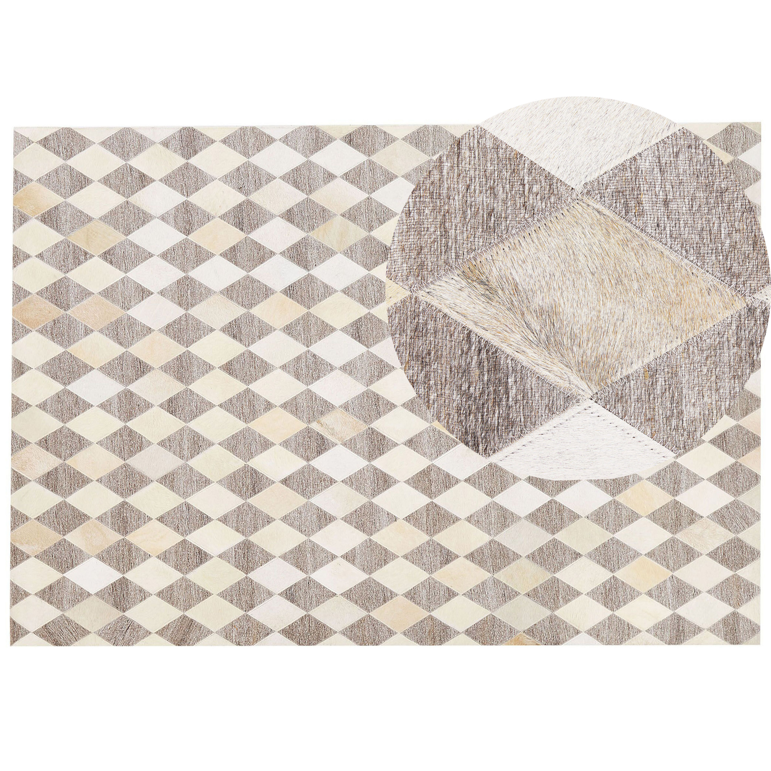 Beliani alfombra de piel de vaca beige/marrón 160 x 230 cm seslice