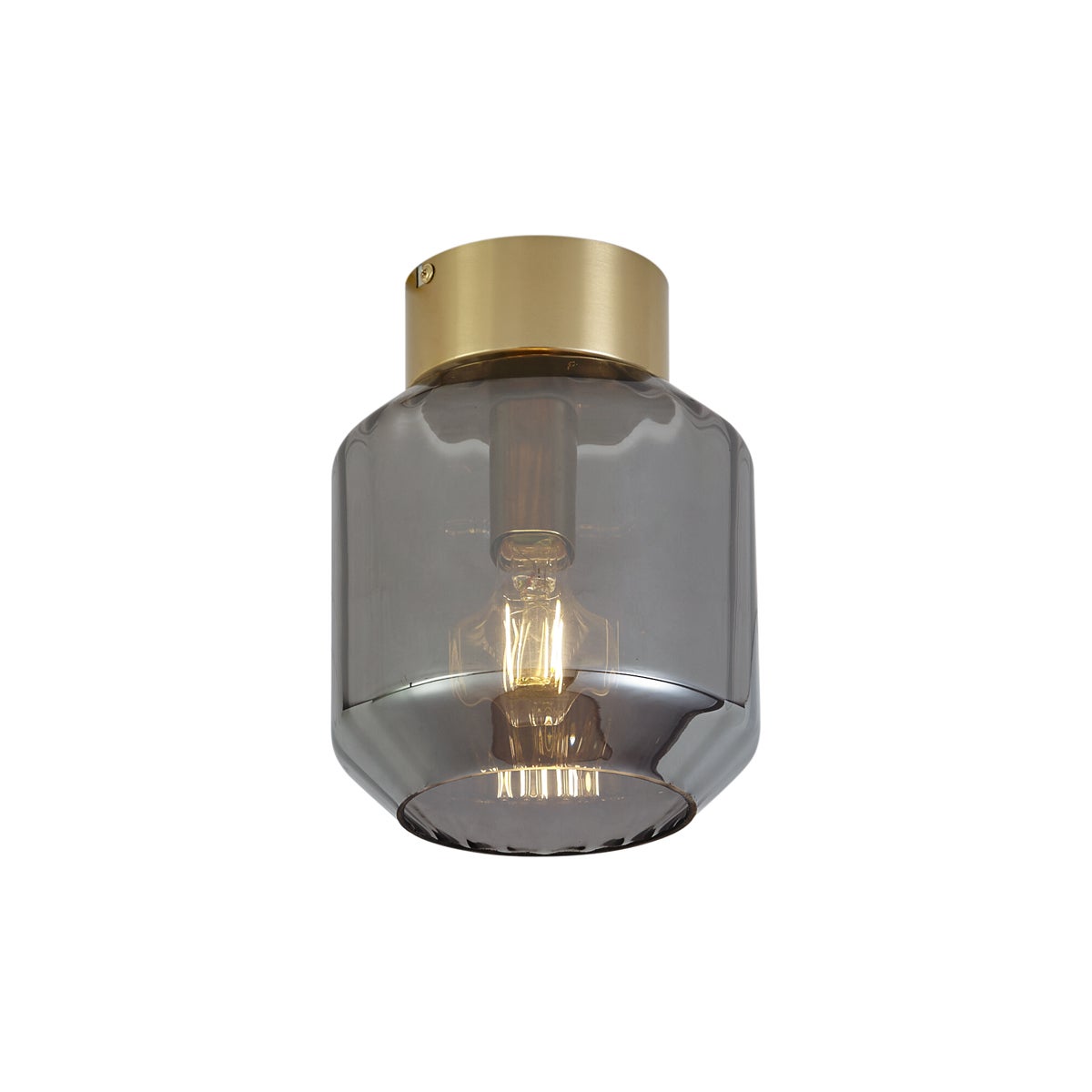 Qazqa nowoczesny plafon - Stiklo - złoty/mosiężny, okrągły, max. 15w, kompatybilny z żarówką LED, e27, 17.5cm oświetlenie