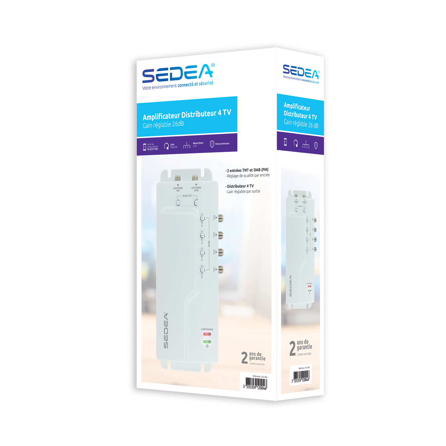 Amplificateur intérieur 30 dB réglable | 2 entrées / 2 sorties - 3