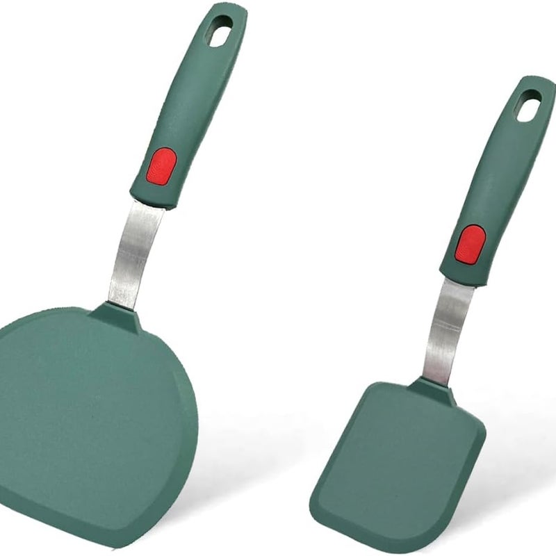 sztuki elastycznych silikonowych szpatułek do ryb – nieprzywierające szpatułki z otworami do naleśników – odporne na ciepło (zielone)