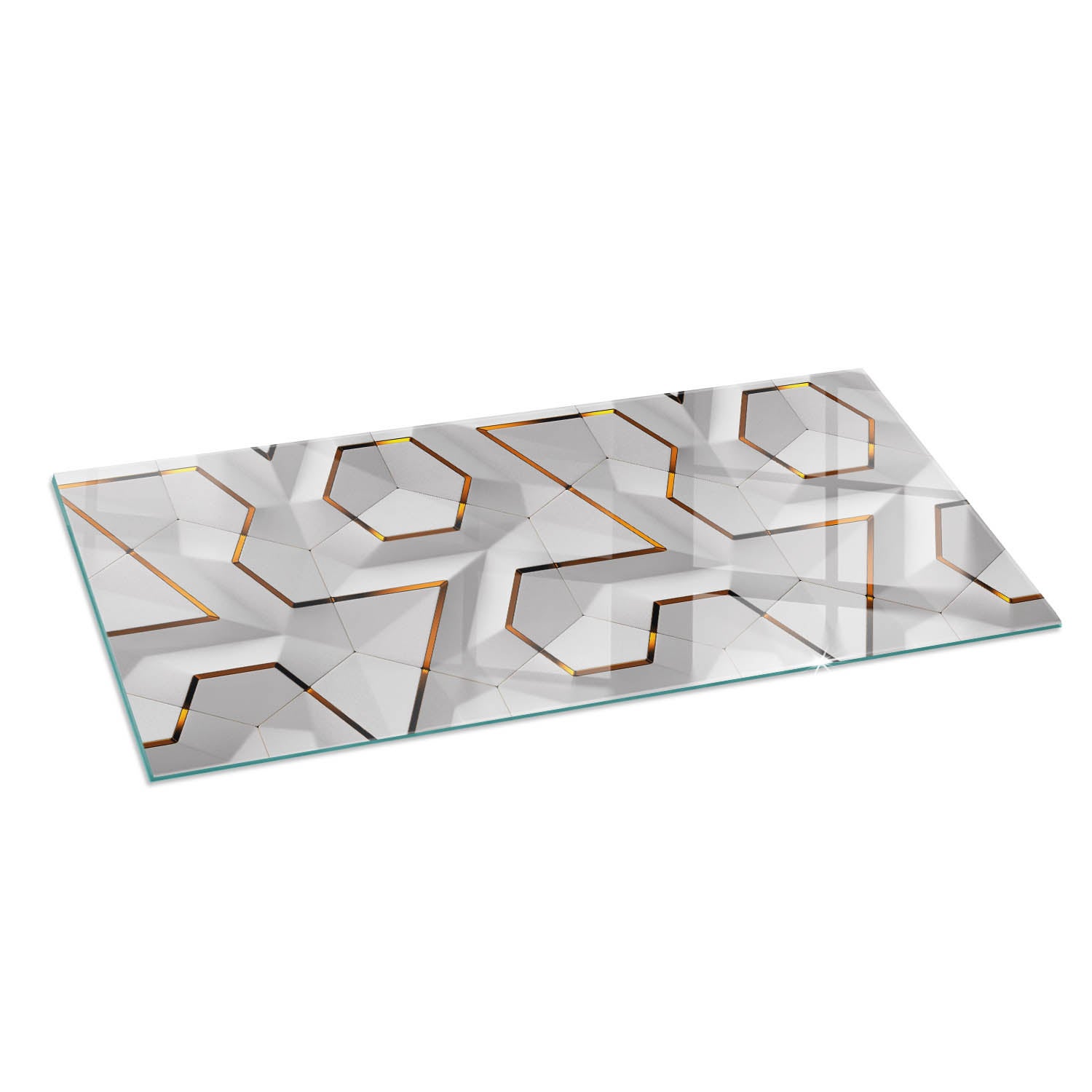 Szkło hartowane na podłogę pod kominek - 125x50 cm - Geometryczny wzór 3D - TULUP