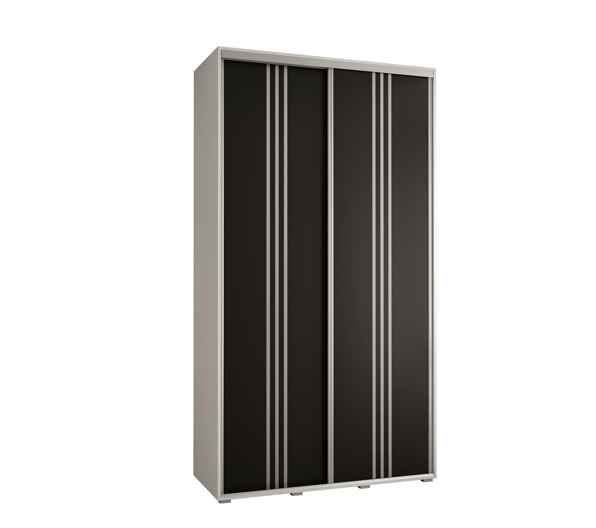 Szafa przesuwna wysoka Davos 6 130 x 45 x 235,2 cm biały + czarny + u. srebrny - Abiks Meble