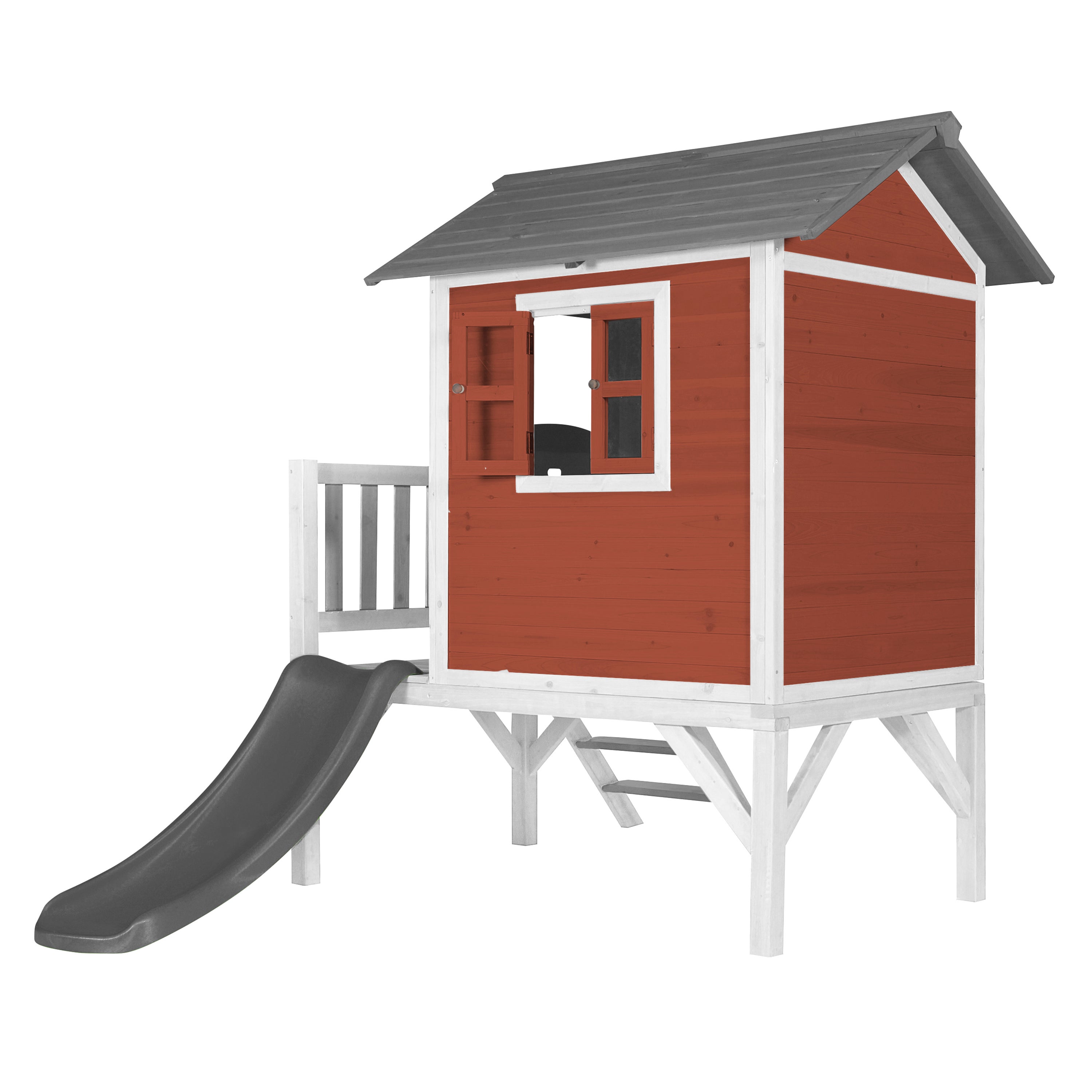 Axi Maison Enfant Beach Lodge Xl En Rouge Avec Toboggan En Gris | Maison De Jeux En Bois Ffc Pour Les Enfants | Maisonnette / Cabane De Jeu Pour Le - 4