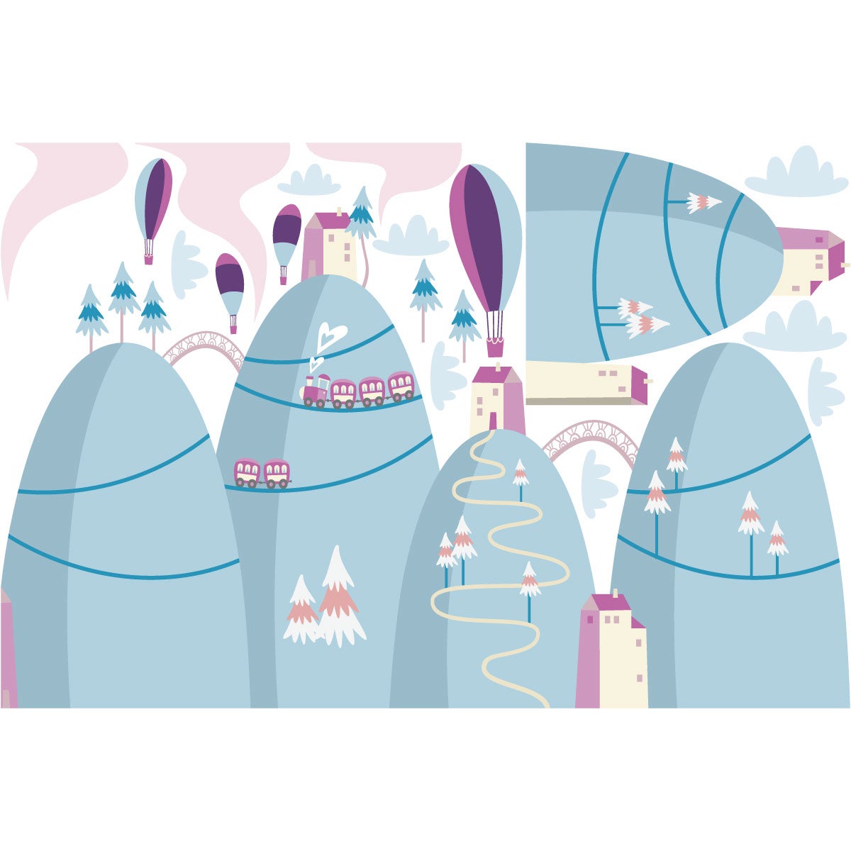 Adesivo bambino di montagna scandinavo mongolfiere meravigliose - Sticker adesivo - adesivi murali - 110x165cm - 4