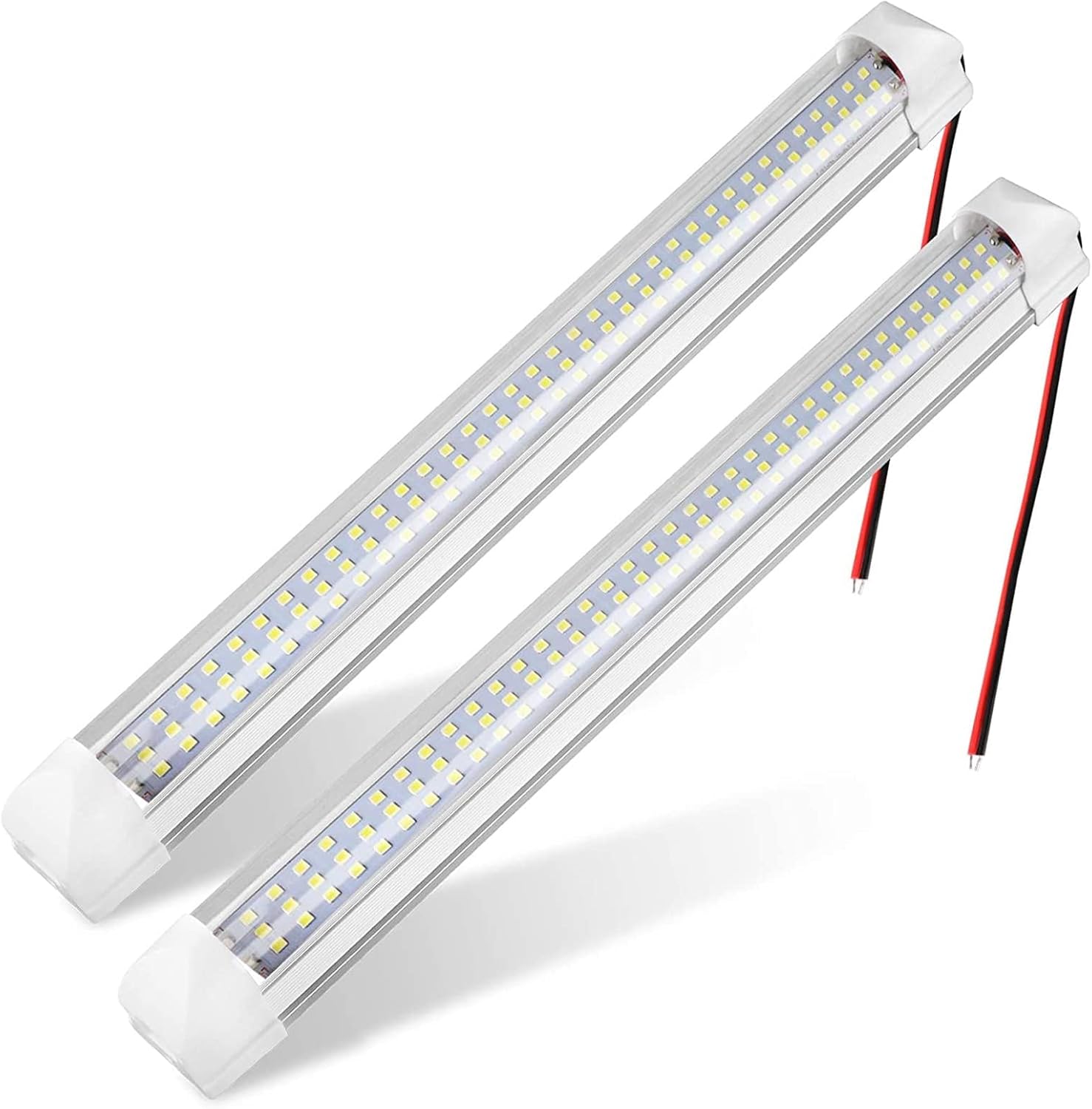 Listwa świetlna LED 12 V do wnętrza, uniwersalna taśma świetlna LED 108 z włącznikiem/wyłącznikiem, biała lampa do vana i samochodu